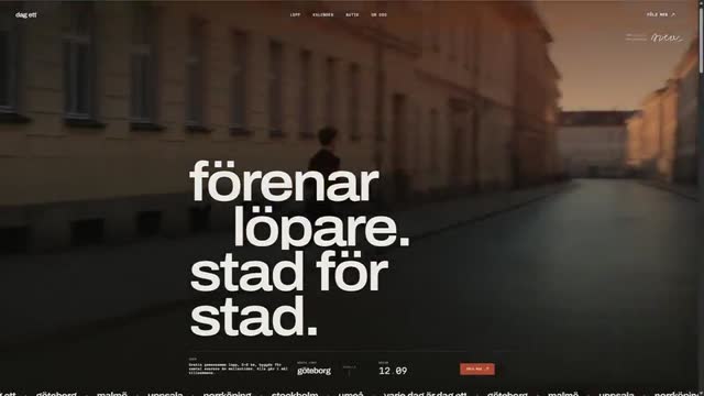 Sajten dag ett — en löparsajt